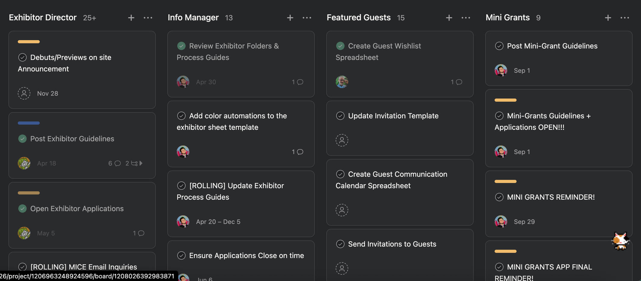 Created Asana task planning and tracking (MICE)
