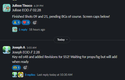 Example of Dailies system implemented