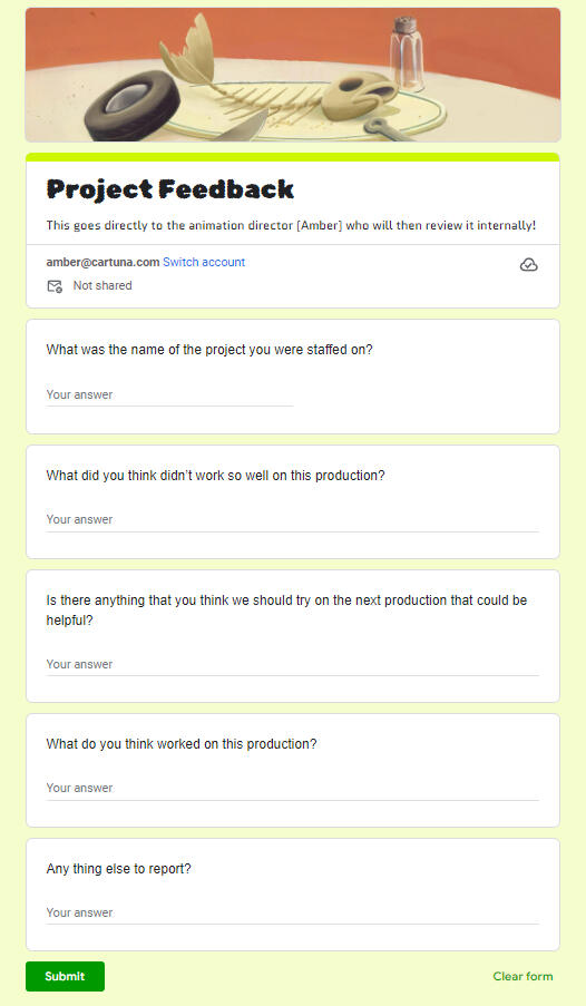 Project Feedback (CARTUNA)